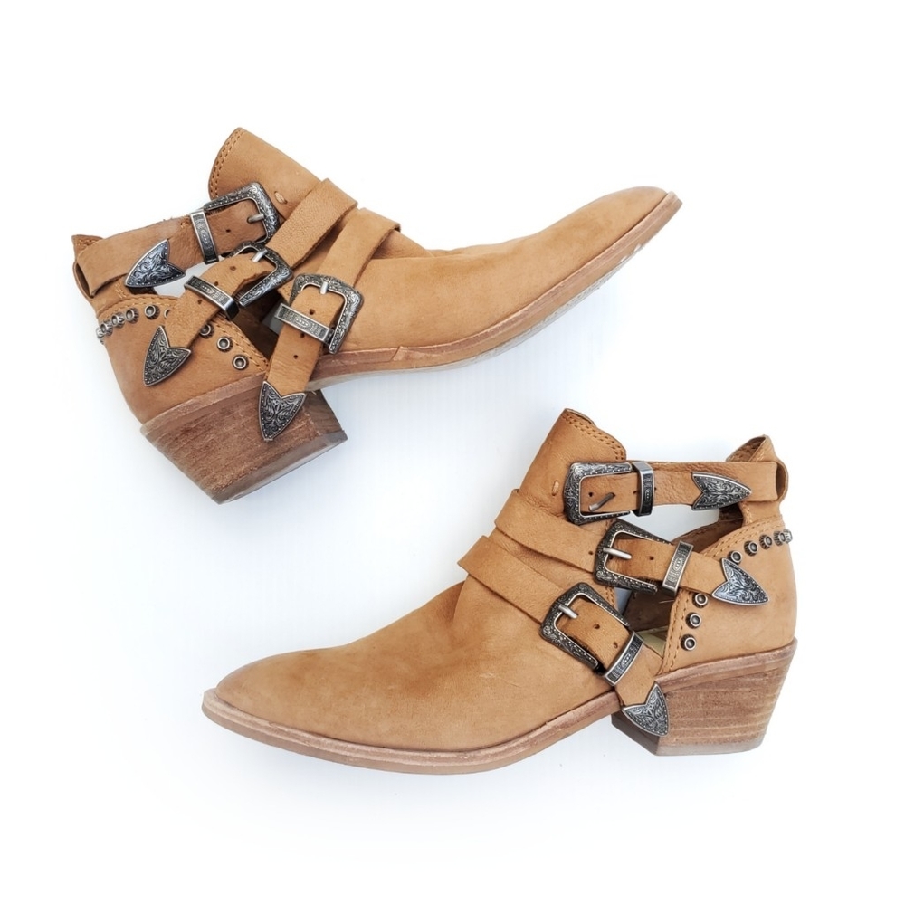 Dolce Vita Leather Buckle Western Booties